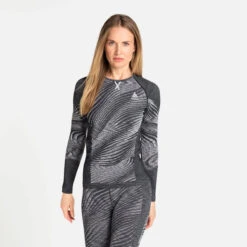 ODLO BLACKCOMB ECO BL TOP CREW NECK L/S W BLACK SPACE DYE 23 -Ski Promotion Magasin 9 95362 blackcomb eco bl top crew neck l s w black space dye 188561 60223 03