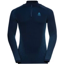 ODLO PERFORMANCE WARM ECO BL TOP TURTLE NECK L/S HALF ZIP DARK SAPPHIRE-STUNNING BLUE 22