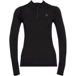 ODLO MERINO 200 BL TOP TURTLE NECK L/S HALF ZIP W BLACK - BLACK 23