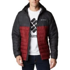 COLUMBIA POWDER LITE HOODED JKT RED JASPER SHARK 22