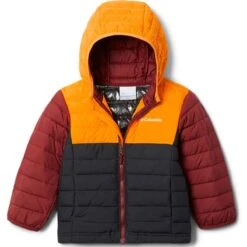 COLUMBIA BOYS POWDER LITE HDD JKT SHARK FLAME ORANGE RED JASPER 22